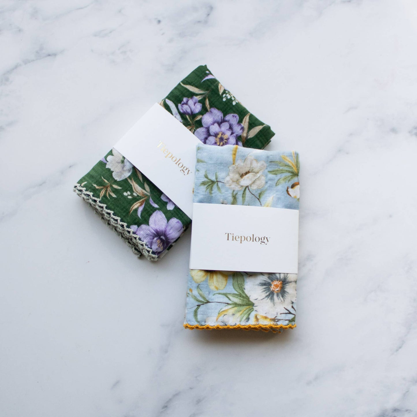 Ann Floral Cotton Scarf: Denim